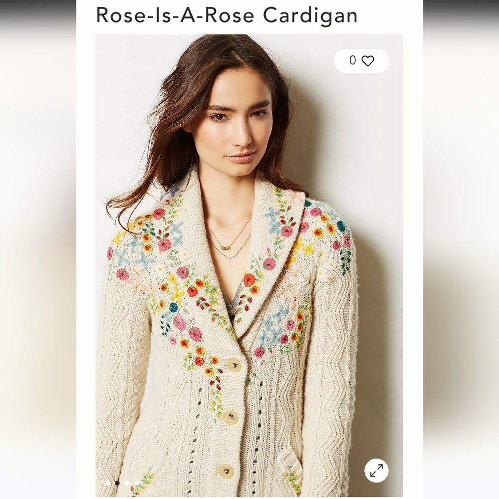 Rose Is A Rose Cardigan by Far Away From Close (Anthropologie) Size Small